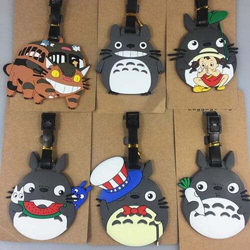 Travel luggage tag totoro cute cartoon travel accessories silica gel pvc waterproof suitcase tag name id holder boarding bag tag
