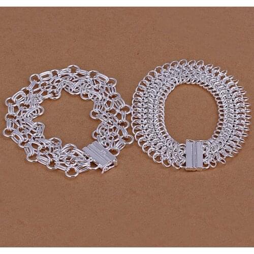 Hot selling 925 jewelry silver plated jewelry set fashion jewelry set Net ladder centipede bracelet Jewelry Set SMTS209
