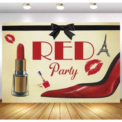Red Lipstick Lip Print Sexy Hot Women Evening Party Backdrops Stage Poster High Heel Shoes Pattern Adult Birthday Backgrounds