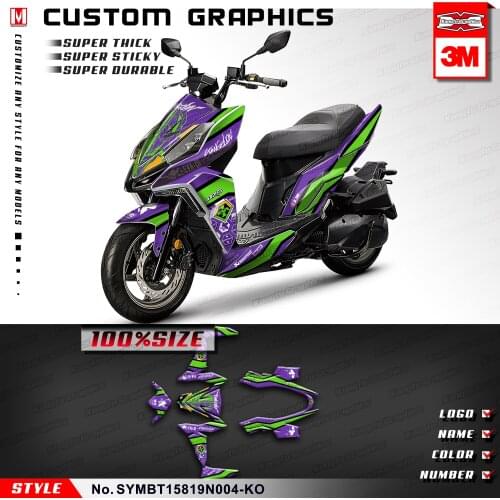KUNGFU GRAPHICS Custom Motorbike Stickers Self-Adhesive Vehicle Vinyl Wraps Set for SYM DRG BT 2019 2020, Purple Green