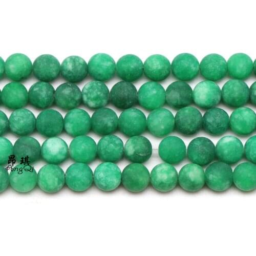 Matte Natural Green Jades Stone Beads Round Loose Space Beads 6 8 10 12mm Pick Size For Jewelry Making DIY Bracelet Accessories
