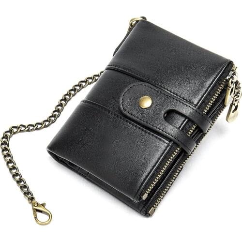 Mens anti-theft first layer cowhide Leather wallet multi-function card slot vertical short 2 fold wallet mens retro coin purse