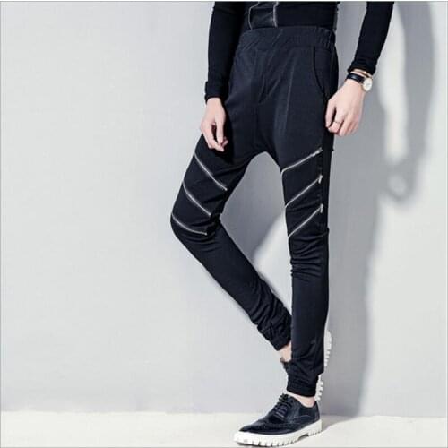 2020 Spring And Summer New Non-mainstream Hairstylist Tide Men Hole Feet Pants Personality Slim Pants Singer Costumes Trousers