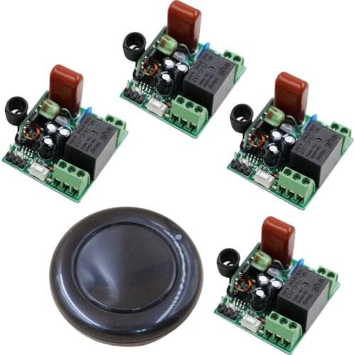 New Mini Size 220V 1CH Wireless Remote Control Switch System 4pcs Receiver with 1pcs Transmitter for Smart Home Hot Sales