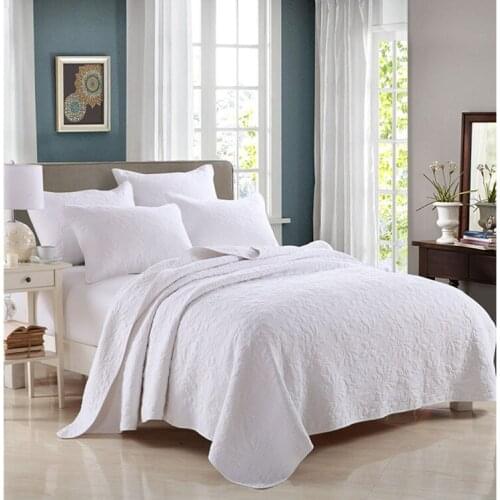 100%cotton pure/solid color summer air conditioning embroidery patchwork quilt full queen size 3pcs bedspread free shipping