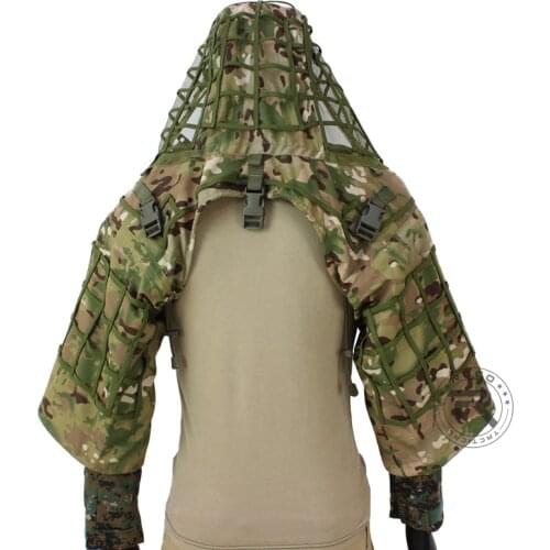 ROCOTACTICAL Ghillie Suit Foundation Made from Ripstop Fabric Camouflage Tactical Sniper Coat Viper Hoods CP Multicam/Woodland