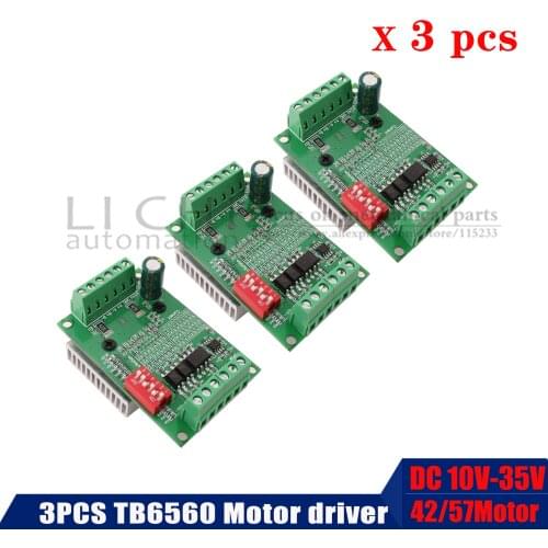 3pcs TB6560 3A STEPPER motor DRIVER board DC 10V-35V CNC Single axis controller module 10 files motor drives