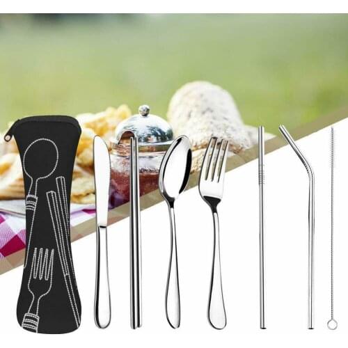 Portable Tableware Cutlery Set Stainless Steel Spoon Fork Chopsticks Utensils