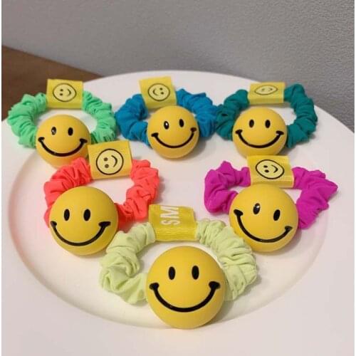 Women Fashion Candy Color Cute Smiley Hair Ties Lady Rubber Band Accessories