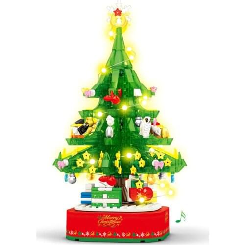 Christmas tree rotation compatible with Lego childrens Christmas toys puzzle building blocks