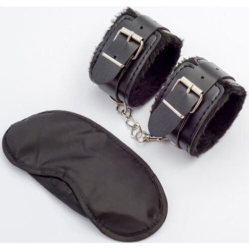 Sexy Adjustable PU Leather Plush Handcuffs Ankle Cuff Restraints Bdsm Bondage Sex Toys Goods for 18+ Adults Exotic Accessories