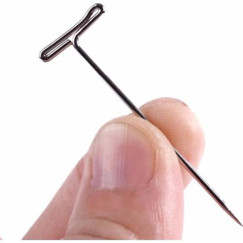 12Pcs T Pins for Wig On Foam Head Style T Pin Needle Brazilian Indian Mannequin Head Type Sewing Hair Salon Styling Tools