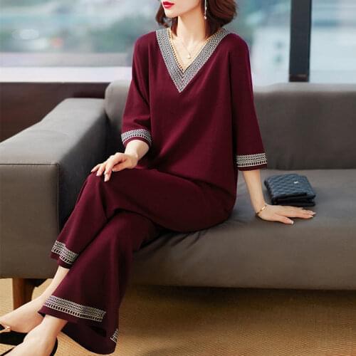 2021 Spring Two Piece Set Women 5XL Loose Age Reducing Middle-aged Mothers Birthday Outfits Elegant Comfortable Pant Suits