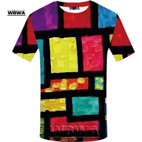 WBWABrand psychedelic T-shirt mens graffiti clothing Tetris funny T-shirt color T-shirt 3d Harajuku shirt printing unisex