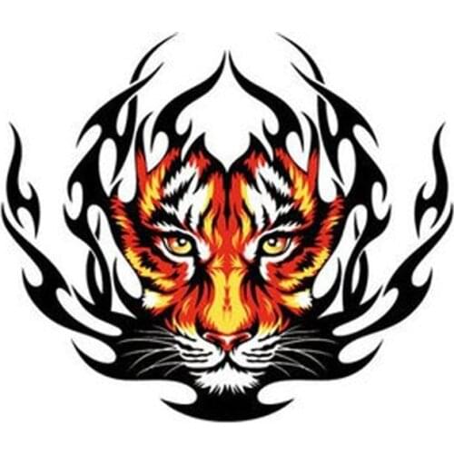 YJZT 15CM*12.9CM Funny Tiger Flame Decal PVC Motorcycle Car Sticker 11-00598
