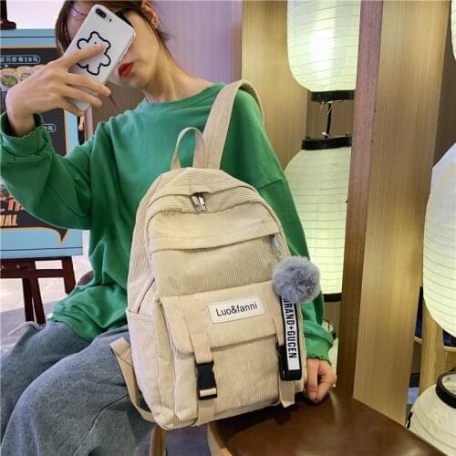 Women Backpack New Trend Female Bag Corduroy Fashion Casual Teenagers Girls School Shoulder Bag Female Mochila Bags