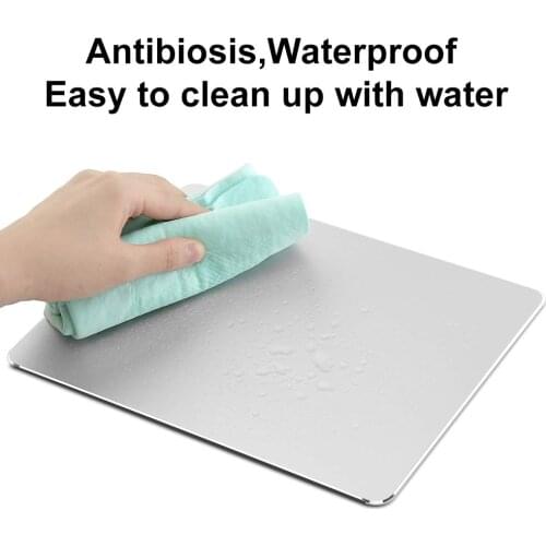 Hard Silver Metal Aluminum Mouse Pad Ultra Thin Double Side Mouse Mat Waterproof Fast and Accurate Control for Gaming and Office