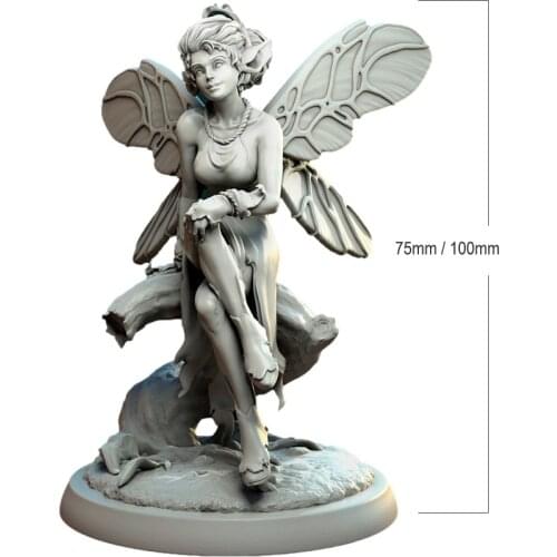 1/24 75mm 1/18 100mm Resin Model Kits Fairy Butterfly Girl Figure Unpainted No Color RW-165