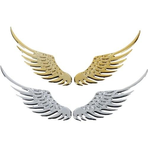 1 Pair Car Motorcycle Accessories Gold/silver Car Styling Fashion Metal Stickers 3D Wings Car Sticker