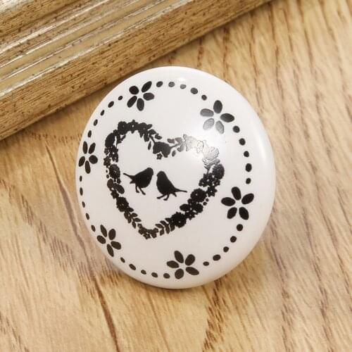 1 Pastoralism White Ceramic Knob ,Star Flower Clock Print Kitchen Cabinet Cupboard Door Knob And Handles Kids Drawer Knob Pulls