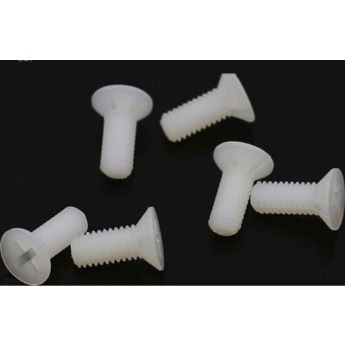 1000pcs/lot M4X6/8/10/12/15/20/25/30MM White Nylon Philips Cross Head Screw Cross Bolt Countersunk flat Head Electronic Screw