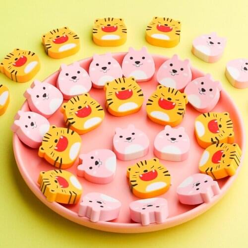 22pcs / bottle Deli 71055 cartoon cute animal eraser test card error correction eraser, homework change, student stationery