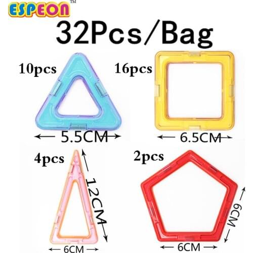 32pcs Big Size 3D Magnetic Designer DIY Modeling Construction Toys & Building Bricks Magnet Toy Educational Toys for Kids Gift