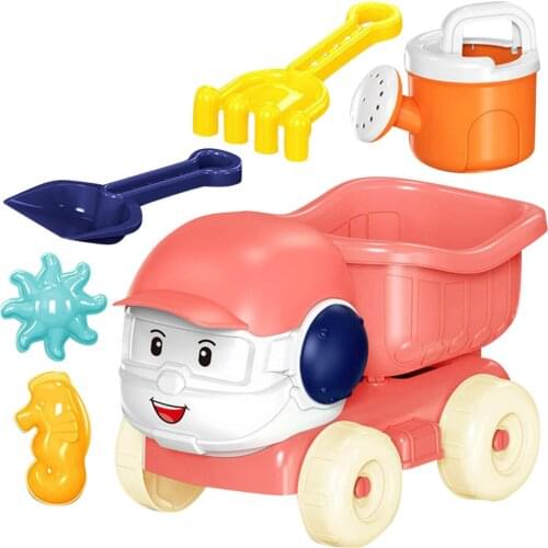6PCS/ Set Baby Kids Beach Sand Toy Sand Rake Shovel Water Can Truck Car Play Sand Tool Sets Outdoor Seaside Beach Toys Summer