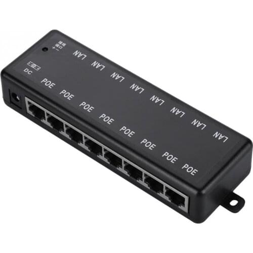 DC12V-48V 8 Interfaces Passive PoE Adapter Power Over Ethernet POE Power Supply Module Injector