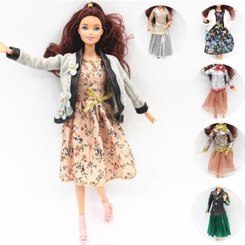 30cm Doll Dress Suit Accessories 1/6 Bjd Clothes Printing Dress for Joints Doll Baby Doll Accessories Toys for Girl