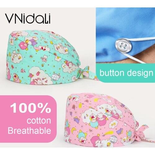 Angel Series scrub cap Pet medical Scrub pharmacist clinic hat Dentist caps nurse Surgical working caps nursing hats with button