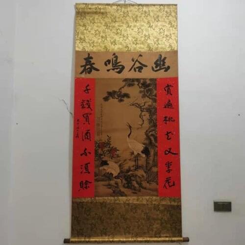 Antique calligraphy and painting Chinese painting Text & painting painting,crane