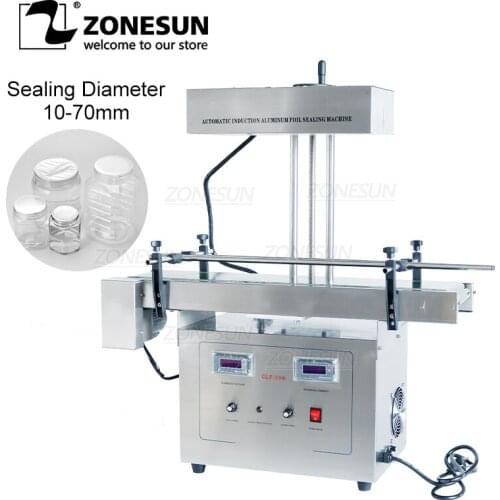 ZONESUN ZS-FK1300 Automatic Continuous Aluminum Foil Plastic Pill Bottle Sealing Machine High Speed Vial Cap Sealer 10-70mm