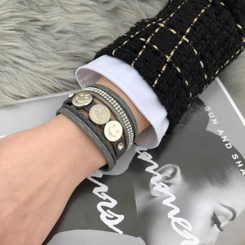 ORNAPEADIA Bohemian Bangle Bracelet for Women Smile Pattern Bracelet Women Hand Made Knitted Jewelry Wholesale