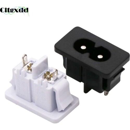 Cltgxdd 1PCS AC 250V 2.5A IEC320 C8 Male 2 Pins Power Inlet Socket Panel Embedded Black White