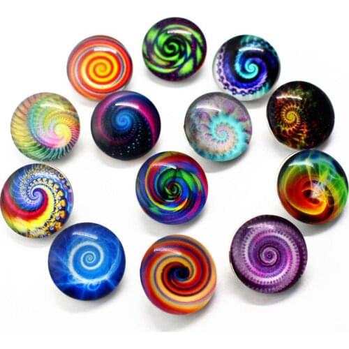 Hot selling 12pcs/lot glass Rainbow vortex snap buttons 18mm leather clasp snap button Bangles snap bracelet jewelry