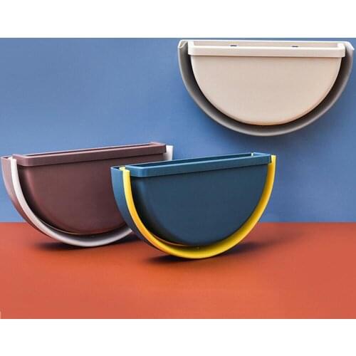 Waste Bin Hanging Trash Can Bin Cabinet Door Toilet Waste Storage Wall Mounted Folding Bathroom Cute Home Baskets Cleaning Tools