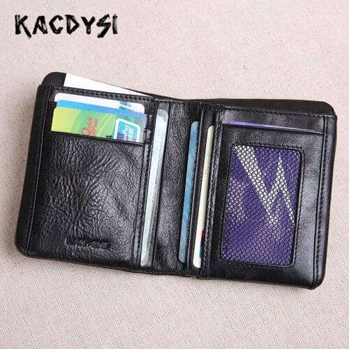 Genuine Cowhide Short Mens Wallet Holder Zipper Billfold Cash Purse Soft Wallet Leather Simple Money Clip Coin Pouch Card Case