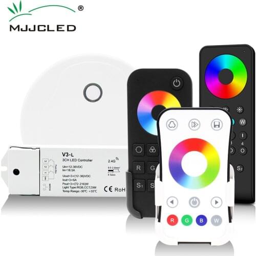 MJJC RF RGB Controller Led 5050 12V 24V 36V 2.4G Remote Control Light Wifi Touch Strobe 4 Pin Led Strip Controller DC12V V3-L