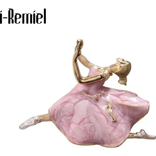 Trendy Figure Brooches for Women Dancing Girl Pearl Metal Suit Brooch Enamel Pins Scarf Buckle Cardigan Clip Jewelry Accessories