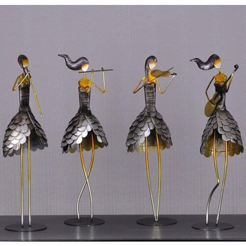 Music band fish scales girls creative ornaments iron art restaurants dessert shop living room wedding gifts figure statue model