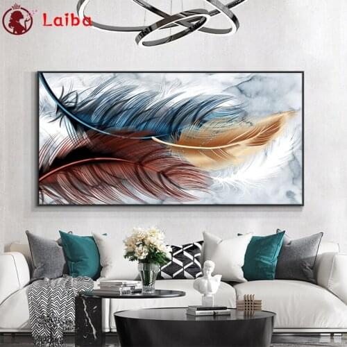 New diamond embroidery mosaic Abstract art, feathers diamond paintings full square round drill stitch cross of picture art