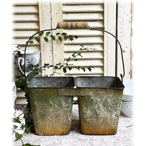 Heavily Distressed Retro Metal Home Garden Flower Pot