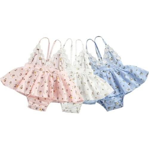 Infant Baby Girls Romper Summer Toddler Newborn Infant Sleeveless Floral Print Cotton Jumpsuits Playsuits Outfits