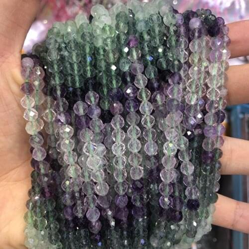 Wholesale Natural Rainbow Fluorite Beads 4mm Faceted Tiny Spacer Gem Stone Loose Beads 15.5" string full strand