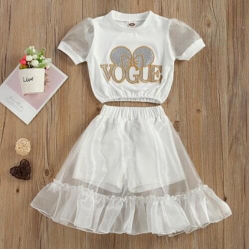 1-6Y Toddler Kids Baby Girl Short Sleeve Cotton T-shirt Tops Tutu Skirt Shorts Bottom 2PCS Outfits Summer Clothes Set