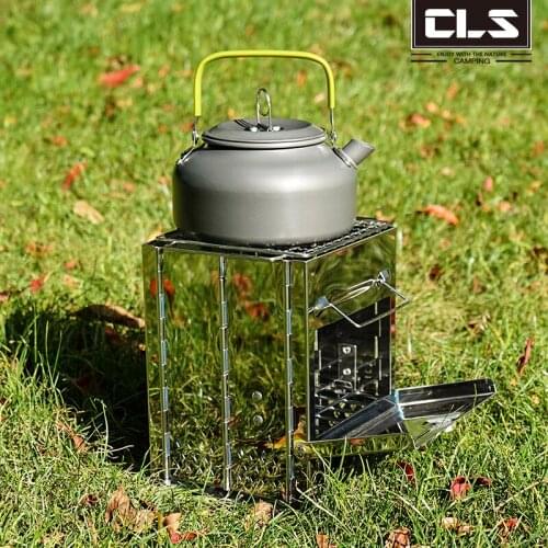 Outdoor folding barbecue grill stainless steel integrated firewood stove camping portable BBQ grill charcoal stove