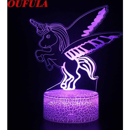 OUTELA Night LED Lights Novelty 3D lamp Cute Toy Gift 7 ColorCartoon Atmosphere Lamp For Children Kids Room