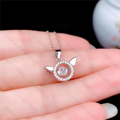 Mosan necklace womens fine 925silver Platinum 0.5 carat 5*5mm 45cm pendant Christmas gifts Elk modeling
