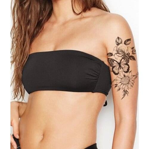 Plain Flower Waterproof Temporary Tattoo Sticker Black Butterfly Sunflower Rose Fake Tattoos Flash Tatoos Arm Body Art for Women